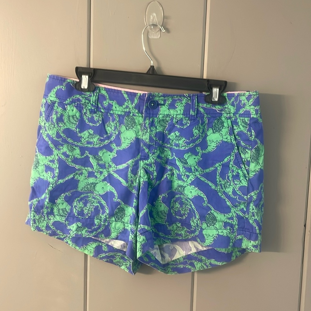 Lily Pulitzer Short Loopy Elephant Blue Green Preppy Quiet Luxury Old Money Boho
